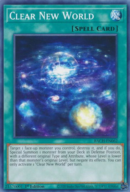 Clear New World trading card from Battle of Chaos Clear New World - Battle of Chaos YuGiOh trading card