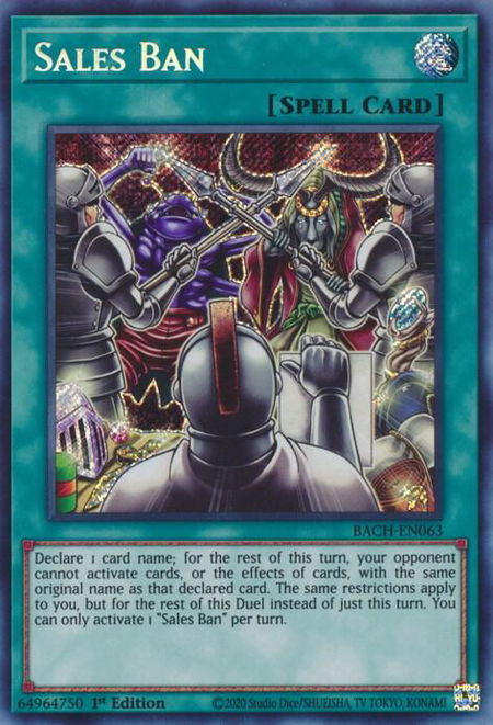 Sales Ban trading card from Battle of Chaos Sales Ban - Battle of Chaos YuGiOh trading card