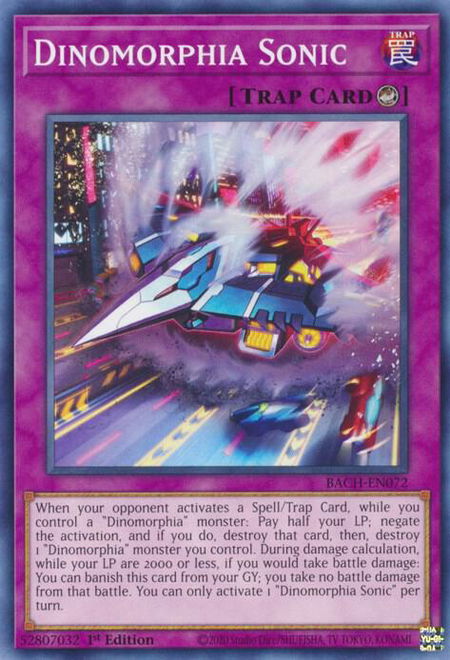 Dinomorphia Sonic trading card from Battle of Chaos Dinomorphia Sonic - Battle of Chaos YuGiOh trading card