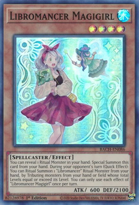 Libromancer Magigirl trading card from Battle of Chaos Libromancer Magigirl - Battle of Chaos YuGiOh trading card