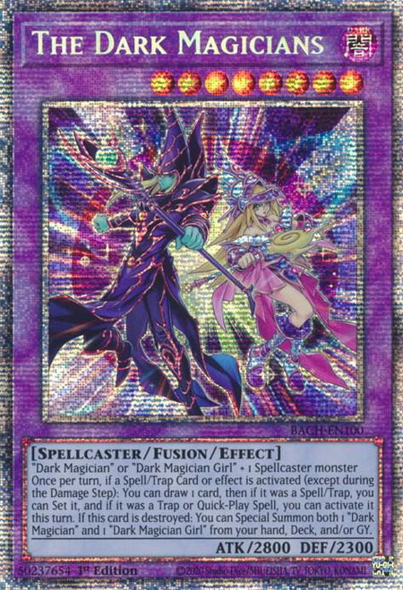 The Dark Magicians (Starlight Rare) trading card from Battle of Chaos The Dark Magicians (Starlight Rare) - Battle of Chaos YuGiOh trading card