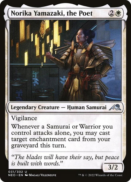 Norika Yamazaki, the Poet - Kamigawa: Neon Dynasty Magic: The Gathering trading card