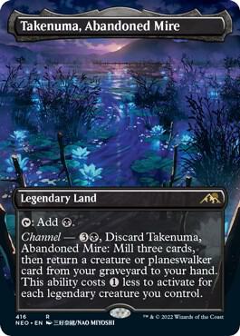 Takenuma, Abandoned Mire (Borderless) - Kamigawa: Neon Dynasty Magic: The Gathering trading card