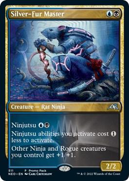 Silver-Fur Master trading card from Promo Pack: Kamigawa: Neon Dynasty Silver-Fur Master - Promo Pack: Kamigawa: Neon Dynasty Magic: The Gathering trading card