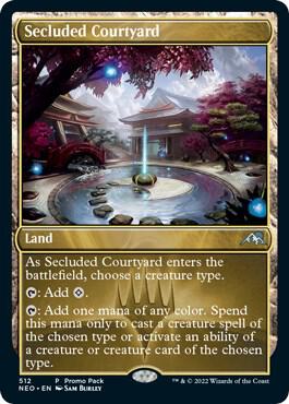 Secluded Courtyard trading card from Promo Pack: Kamigawa: Neon Dynasty Secluded Courtyard - Promo Pack: Kamigawa: Neon Dynasty Magic: The Gathering trading card