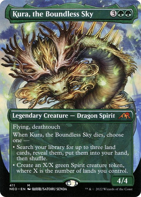 Kura, the Boundless Sky (Borderless) trading card from Kamigawa: Neon Dynasty Kura, the Boundless Sky (Borderless) - Kamigawa: Neon Dynasty Magic: The Gathering trading card