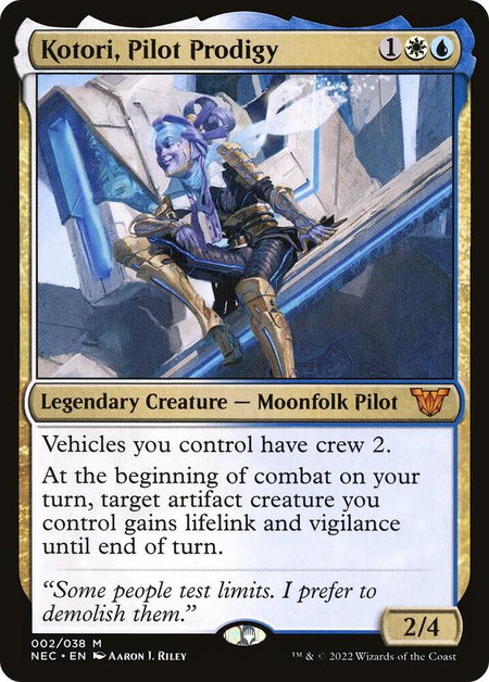 Kotori, Pilot Prodigy trading card from Commander: Kamigawa: Neon Dynasty Kotori, Pilot Prodigy - Commander: Kamigawa: Neon Dynasty Magic: The Gathering trading card