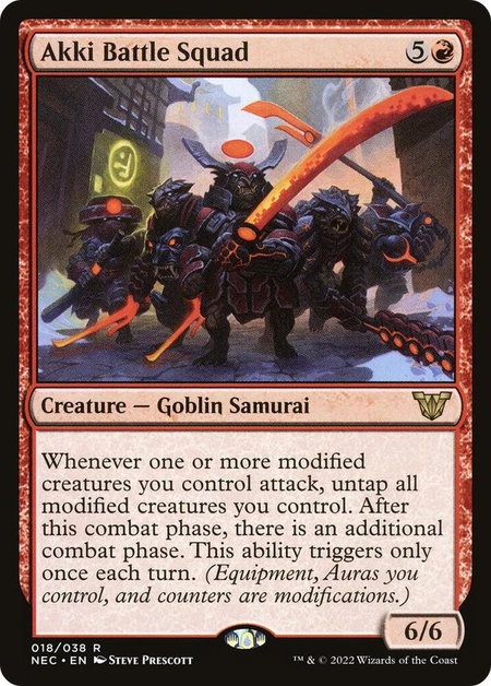 Akki Battle Squad - Commander: Kamigawa: Neon Dynasty Magic: The Gathering trading card