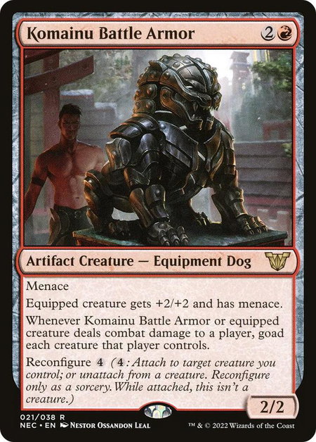 Komainu Battle Armor - Commander: Kamigawa: Neon Dynasty Magic: The Gathering trading card