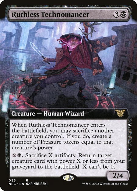 Ruthless Technomancer (Extended Art) - Commander: Kamigawa: Neon Dynasty Magic: The Gathering trading card