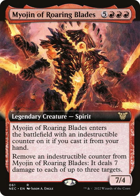 Myojin of Roaring Blades (Extended Art) - Commander: Kamigawa: Neon Dynasty Magic: The Gathering trading card