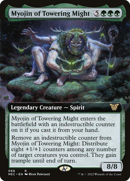Myojin of Towering Might (Extended Art) - Commander: Kamigawa: Neon Dynasty Magic: The Gathering trading card