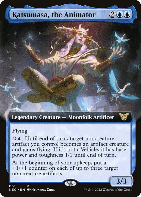 Katsumasa, the Animator (Extended Art) - Commander: Kamigawa: Neon Dynasty Magic: The Gathering trading card