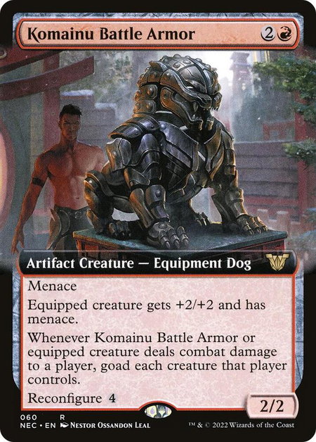 Komainu Battle Armor (Extended Art) - Commander: Kamigawa: Neon Dynasty Magic: The Gathering trading card