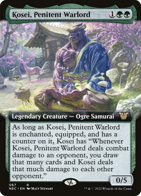 Kosei, Penitent Warlord (Extended Art) - Commander: Kamigawa: Neon Dynasty Magic: The Gathering trading card