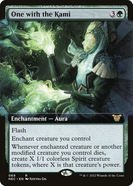 One with the Kami (Extended Art) - Commander: Kamigawa: Neon Dynasty Magic: The Gathering trading card