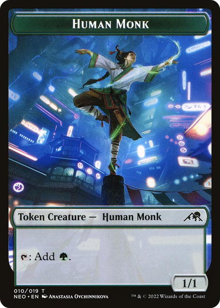 Human Monk Token - Kamigawa: Neon Dynasty Magic: The Gathering trading card