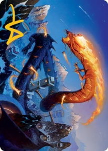 Atsushi, the Blazing Sky Art Card (10/81) (Gold-Stamped Signature) - Art Series: Kamigawa: Neon Dynasty (ASNEO) #10 - Special Magic: The Gathering Trading Card
