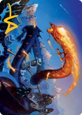 Atsushi, the Blazing Sky Art Card (10/81) (Gold-Stamped Signature) - Art Series: Kamigawa: Neon Dynasty Magic: The Gathering trading card