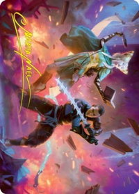 Explosive Entry Art Card (Gold-Stamped Signature) - Art Series: Kamigawa: Neon Dynasty (ASNEO) #13 - Special Magic: The Gathering Trading Card