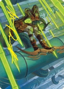 Bamboo Grove Archer Art Card (Gold-Stamped Signature) - Art Series: Kamigawa: Neon Dynasty (ASNEO) #20 - Special Magic: The Gathering Trading Card