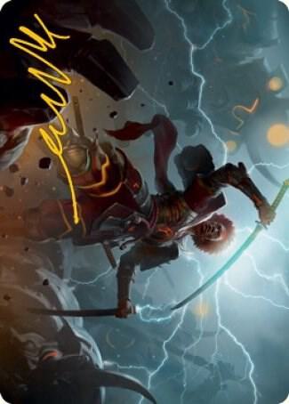 Raiyuu, Storm's Edge Art Card (Gold-Stamped Signature) trading card from Art Series: Kamigawa: Neon Dynasty Raiyuu, Storm's Edge Art Card (Gold-Stamped Signature) - Art Series: Kamigawa: Neon Dynasty Magic: The Gathering trading card