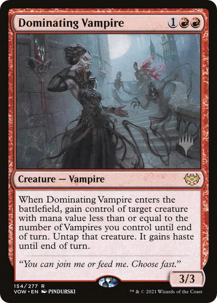 Dominating Vampire trading card from Promo Pack: Kamigawa: Neon Dynasty Dominating Vampire - Promo Pack: Kamigawa: Neon Dynasty Magic: The Gathering trading card