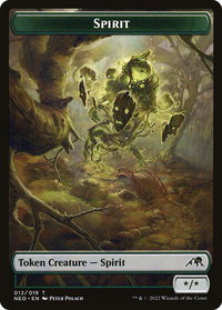 Spirit Token (012) - Kamigawa: Neon Dynasty (NEO) #12 - Token Magic: The Gathering Trading Card