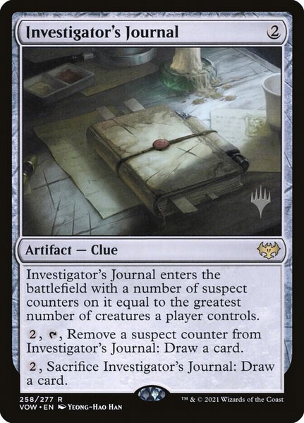 Investigator's Journal trading card from Promo Pack: Kamigawa: Neon Dynasty Investigator's Journal - Promo Pack: Kamigawa: Neon Dynasty Magic: The Gathering trading card
