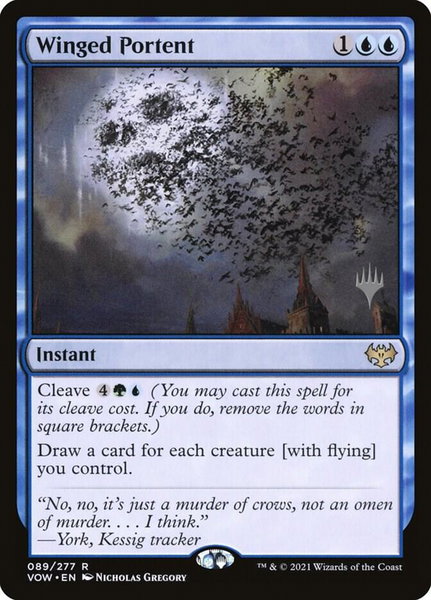 Winged Portent trading card from Promo Pack: Kamigawa: Neon Dynasty Winged Portent - Promo Pack: Kamigawa: Neon Dynasty Magic: The Gathering trading card