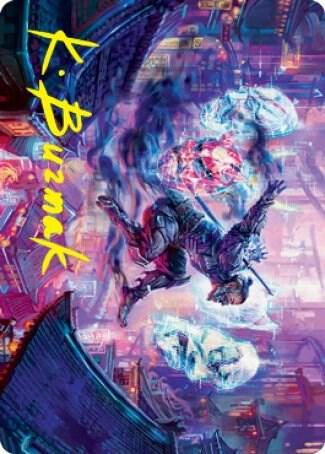 Thousand-Faced Shadow Art Card (Gold-Stamped Signature) - Art Series: Kamigawa: Neon Dynasty Magic: The Gathering trading card