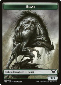 Beast // Treasure Double-Sided Token - Commander: Kamigawa: Neon Dynasty (NEC) #7 // 17 - Token Magic: The Gathering Trading Card