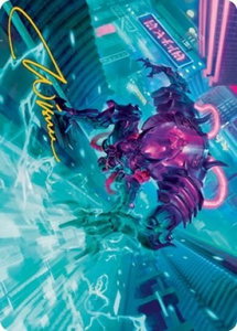 Surgehacker Mech Art Card (Gold-Stamped Signature) - Art Series: Kamigawa: Neon Dynasty (ASNEO) #45 - Special Magic: The Gathering Trading Card