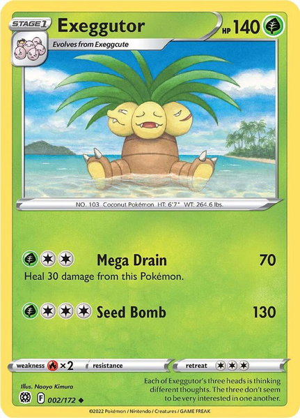 Exeggutor trading card from SWSH09: Brilliant Stars Exeggutor - SWSH09: Brilliant Stars Pokémon trading card