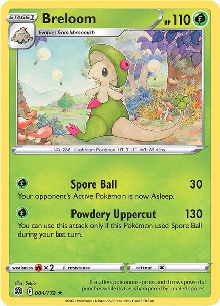 Breloom trading card from SWSH09: Brilliant Stars Breloom - SWSH09: Brilliant Stars Pokémon trading card