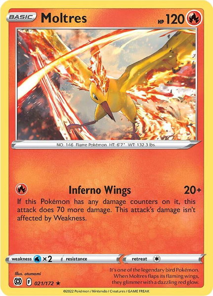 Moltres - SWSH09: Brilliant Stars Pokémon trading card