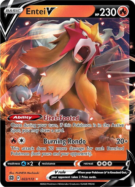 Entei V trading card from SWSH09: Brilliant Stars Entei V - SWSH09: Brilliant Stars Pokémon trading card