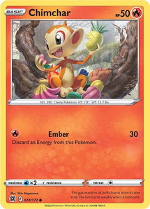 Chimchar - SWSH09: Brilliant Stars (SWSH09) #024/172 - Common Pokémon Trading Card