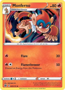 Monferno - SWSH09: Brilliant Stars (SWSH09) #025/172 - Uncommon Pokémon Trading Card