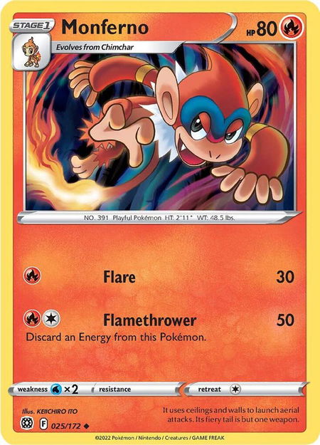 Monferno - SWSH09: Brilliant Stars Pokémon trading card