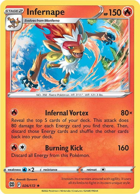 Infernape - SWSH09: Brilliant Stars Pokémon trading card