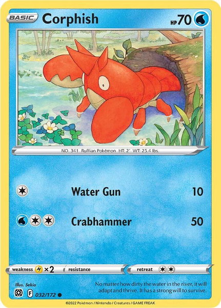 Corphish trading card from SWSH09: Brilliant Stars Corphish - SWSH09: Brilliant Stars Pokémon trading card