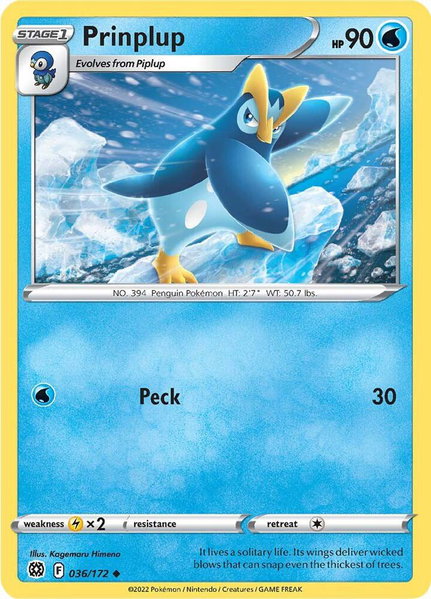 Prinplup - SWSH09: Brilliant Stars Pokémon trading card