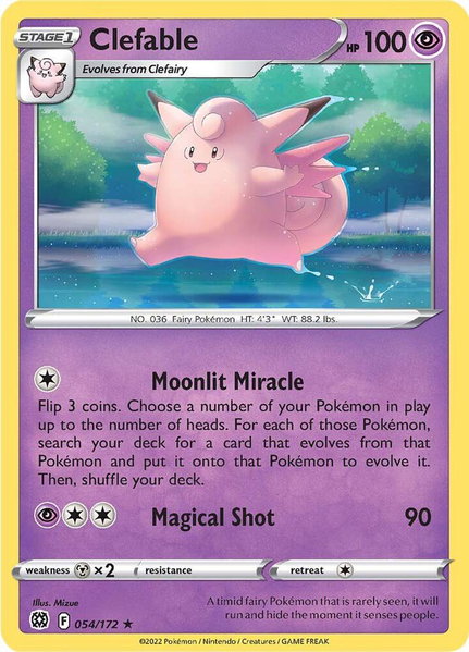 Clefable trading card from SWSH09: Brilliant Stars Clefable - SWSH09: Brilliant Stars Pokémon trading card