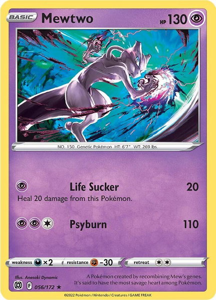 Mewtwo trading card from SWSH09: Brilliant Stars Mewtwo - SWSH09: Brilliant Stars Pokémon trading card