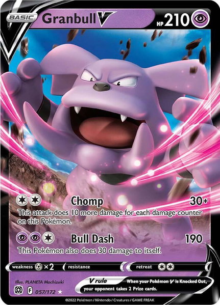 Granbull V trading card from SWSH09: Brilliant Stars Granbull V - SWSH09: Brilliant Stars Pokémon trading card