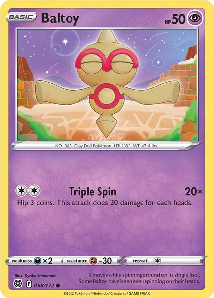 Baltoy trading card from SWSH09: Brilliant Stars Baltoy - SWSH09: Brilliant Stars Pokémon trading card