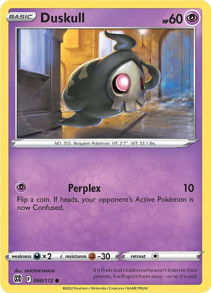 Duskull trading card from SWSH09: Brilliant Stars Duskull - SWSH09: Brilliant Stars Pokémon trading card