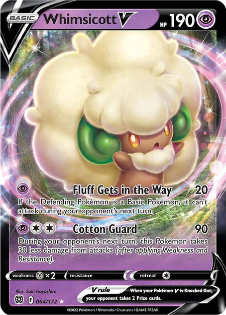 Whimsicott V - SWSH09: Brilliant Stars Pokémon trading card