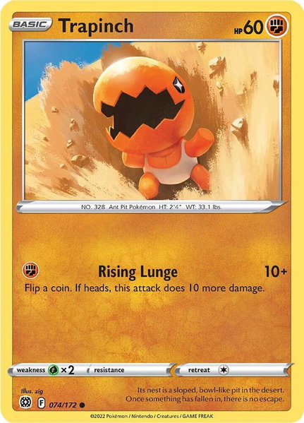 Trapinch trading card from SWSH09: Brilliant Stars Trapinch - SWSH09: Brilliant Stars Pokémon trading card